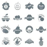 conjunto de iconos de logotipo de fruta de jugo fresco, estilo simple vector