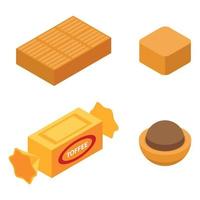 Toffee icons set, isometric style vector