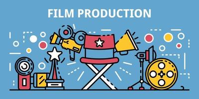 Film production banner, outline style vector