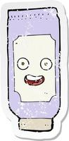 retro distressed sticker of a cartoon tube of cream vector