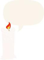 cartoon candle and speech bubble in retro style vector