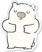 distressed sticker of a quirky hand drawn cartoon polar bear vector