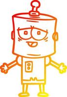 warm gradient line drawing cartoon robot vector