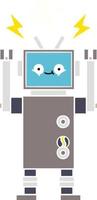 flat color retro cartoon robot vector