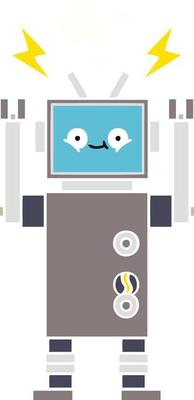 flat color retro cartoon robot