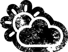 sun and cloud distressed icon vector