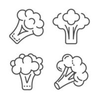 Broccoli cabbage icon set, outline style vector