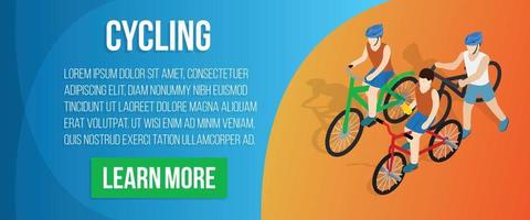 Cycling concept banner, isometric style vector