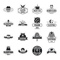 Sleep logo icons set, simple style vector