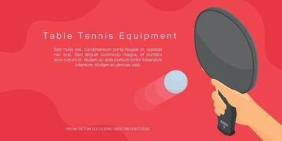 Table tennis equipment concept banner, isometric style vector