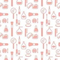 Seamless texture from cosmetics icons, pattern, abstract background, wallpaper vector
