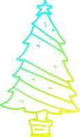 cold gradient line drawing cartoon christmas tree vector