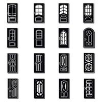 Door icons set, simple style vector