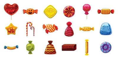 Candy icon set, cartoon style vector