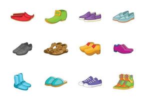 conjunto de iconos de zapatos, estilo de dibujos animados