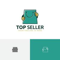 Top Seller Shopping Bag Cute Character Thumb Up Logo vector