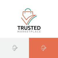 logotipo de monoline de la bolsa de compras en línea del mercado de confianza vector