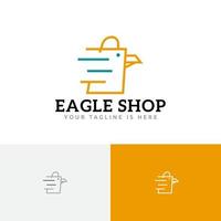 Eagle Bird Shop Marketplace Shopping Bag Monoline Fast Delivery Logo vector