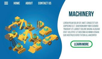 Machinery concept banner, isometric style
