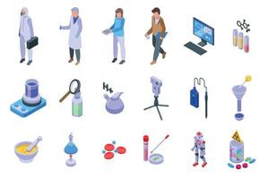 Laboratory research icons set isometric vector. Science dna vector
