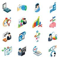 Service support icons set, isometric style vector