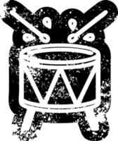 beating drum distressed icon vector