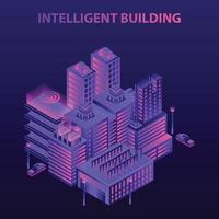 Intelligent building concept background, isometric style vector