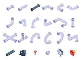 Pipe icons set, isometric style vector