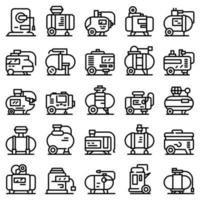 Compressor icons set, outline style vector