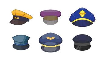 Cap icon set, cartoon style vector