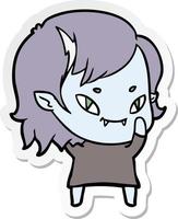 sticker of a cartoon friendly vampire girl vector