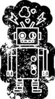 malfunctioning robot distressed icon vector