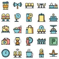 Waiting area icons set vector flat