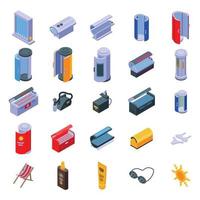 Solarium icons set, isometric style vector