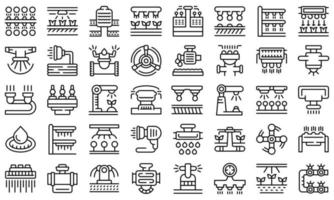 Irrigation system icons set outline vector. Agriculture farming vector