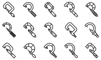 Micrometer icons set, outline style vector