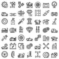 conjunto de iconos mecánicos de automóviles, estilo de esquema