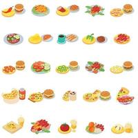 Fast food icons set, isometric style vector