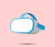 Virtual reality VR goggles glass 3D icon. Blue Augmented Reality AR Glass symbol on pink background. 3D Rendered Illustration. photo