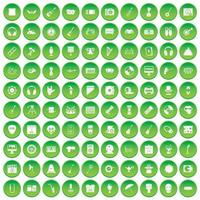 100 show business icons set green circle vector