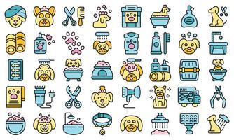 Dogs spa icons set vector flat