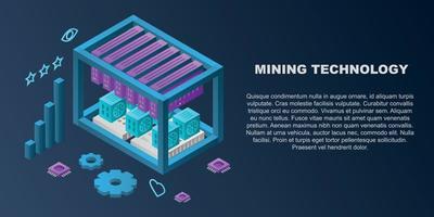 banner de concepto de tecnología minera, estilo isométrico vector