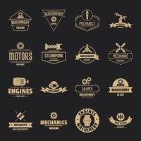Conjunto de iconos de logotipo de mecánica, estilo simple vector