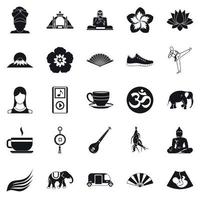 Japanese culture icons set, simple style vector