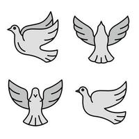 Dove icons set line color vector