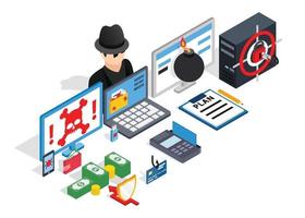 Hacking clip art, isometric style vector