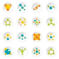 Molecule icons set in flat style vector