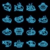 Bathyscaphe icons set vector neon