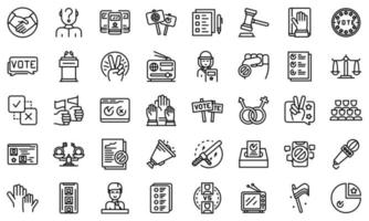 Democracy icons set, outline style vector