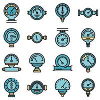 Manometer icons set vector flat